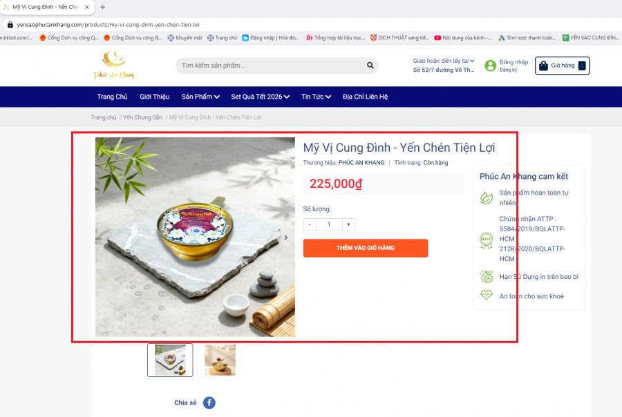 CẢNH BÁO HÀNH VI VI PHẠM NHÃN HIỆU ĐỘC QUYỀN " YẾN SÀO CUNG ĐÌNH"